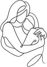 Illustration of a mother tenderly holding her child, representing safe family connections during supervised visitation